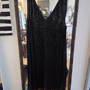Elegant Black Fringe Dress